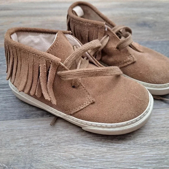 Brown Suede Kids Shoes with Fringe - Picture 1 of 6